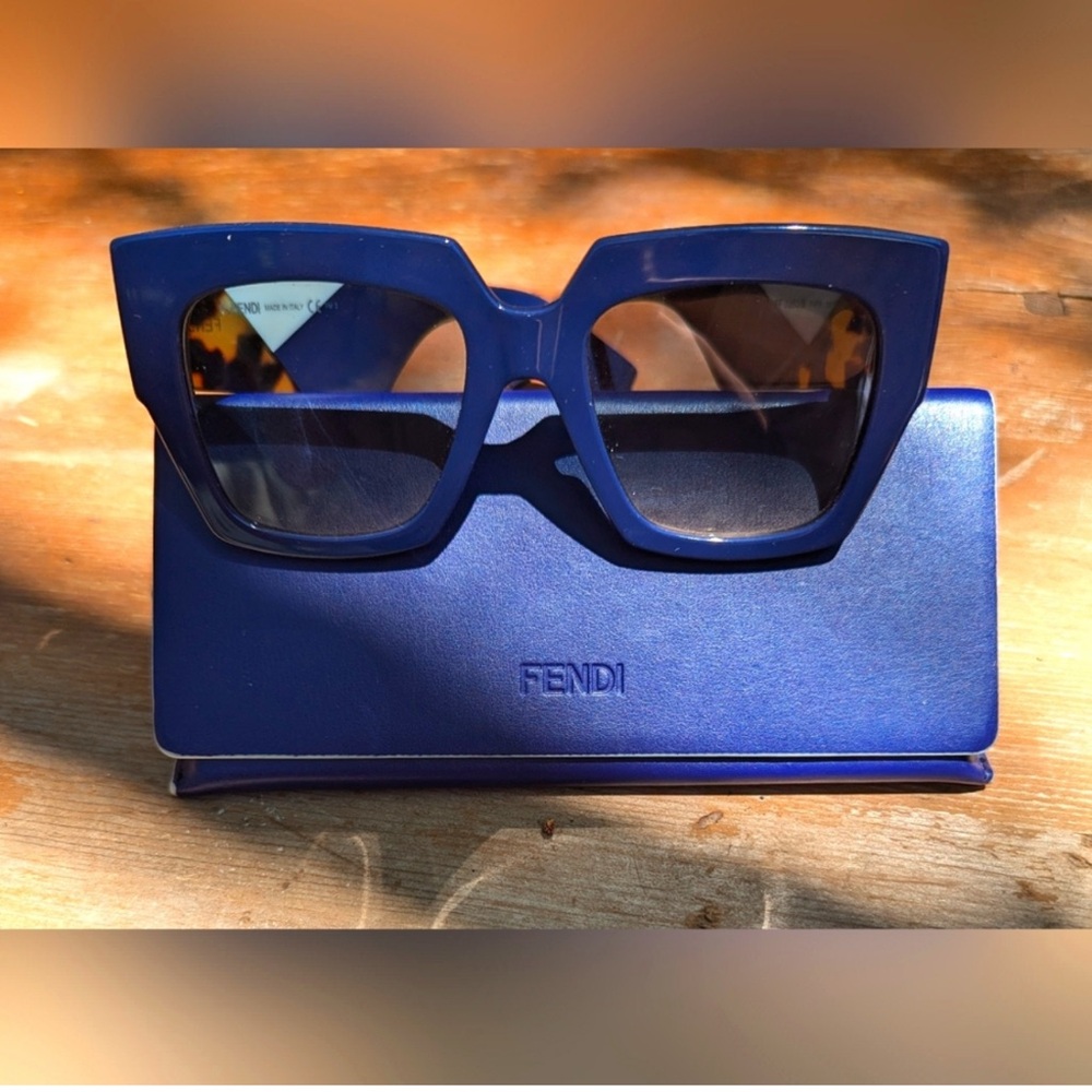 Fendi Blue Oversized Square Sunglasses